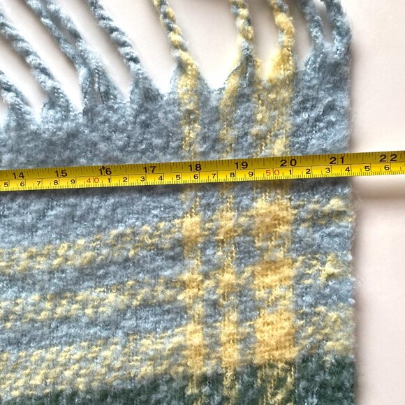 NWT Free People Homecoming Plaid Blanket Scarf School Blue Large Soft Fringed - Picture 7 of 8